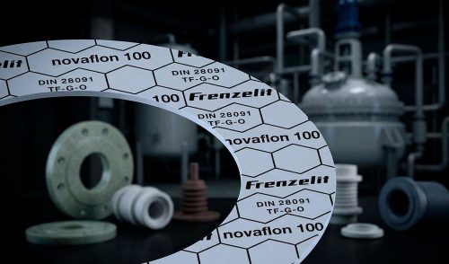 Novaflon 100 — уплотнительный материал на основе модифицированного ПТФЭ с полыми стеклянными микросферами для кислотных и агрессивных сред.